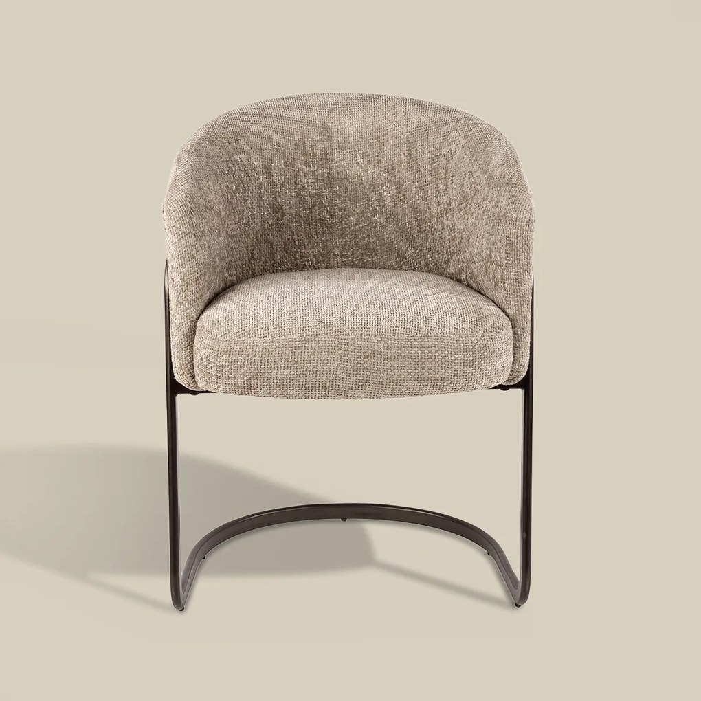 Moderne Armstoel Met Bronzen Frame Zand