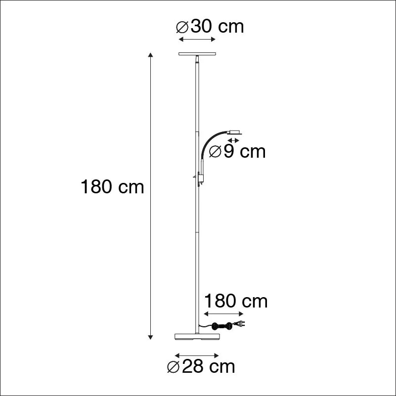 Moderne vloerlamp zwart incl. LED met leesarm - Chala
