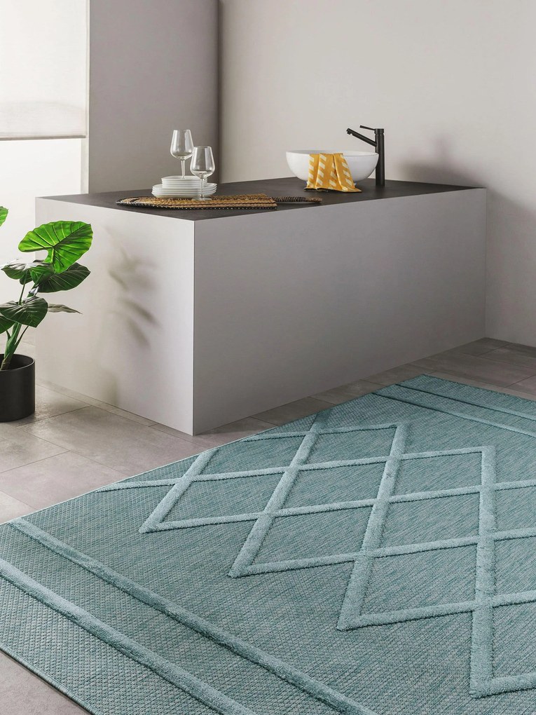 Handgeweven in- & outdoor vloerkleed Bonte met hoog-laag effect