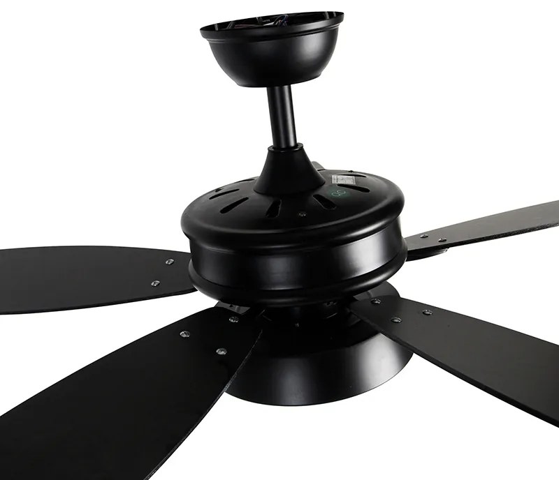 Plafondventilator met lamp zwart met afstandsbediening incl. LED - Malaki Modern rond Binnenverlichting Lamp