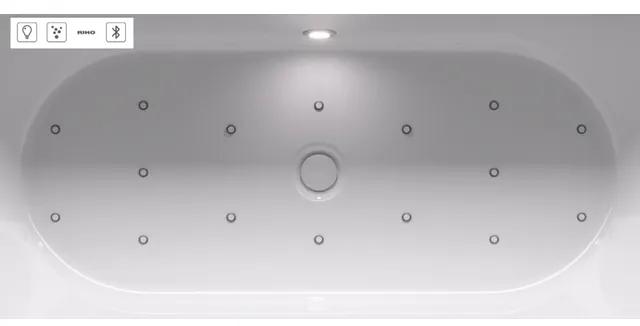 Riho Desire hoekbad - 184x84cm - hoekopstelling rechts - met LED-plint - Sparkle - met chromen badvuller - acryl wit velvet B088010105