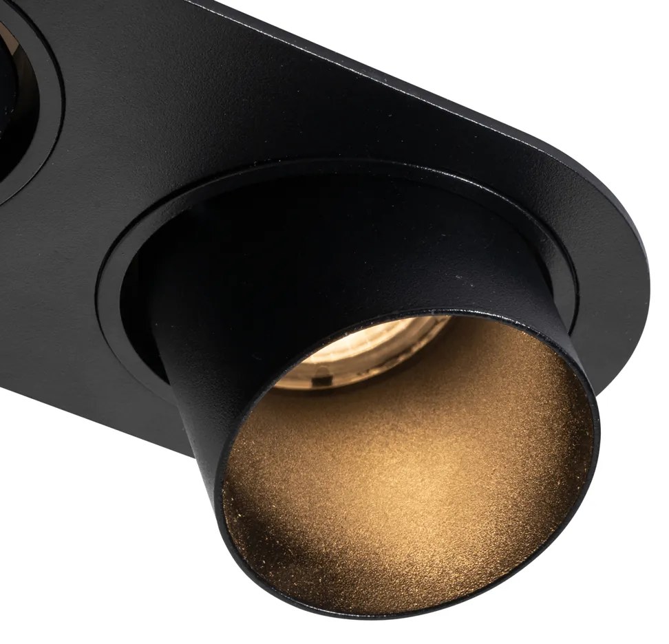 Set van 6 inbouwspots zwart GU10 50mm 2-lichts - Installa Binnenverlichting Lamp