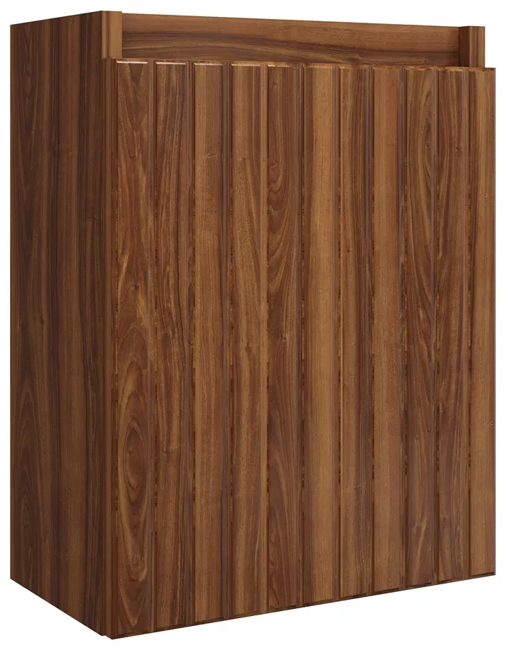 Fontana Bano toiletmeubel ribbelfront walnoot 40x22cm met waskom in taupe