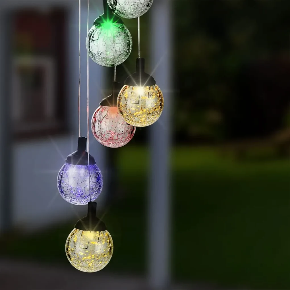 HI Decoratielamp solar LED 6 peertjes craquelé glas