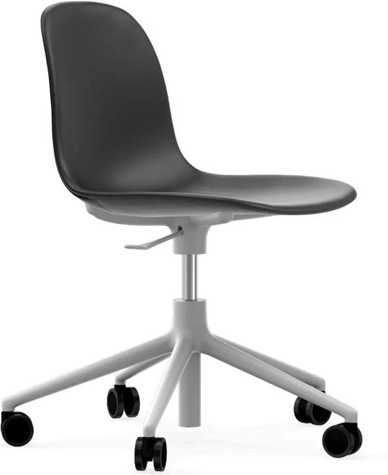 Normann Copenhagen Form Chair Bureaustoel Met Wit Onderstel Ultra Leather 41599 Zwart