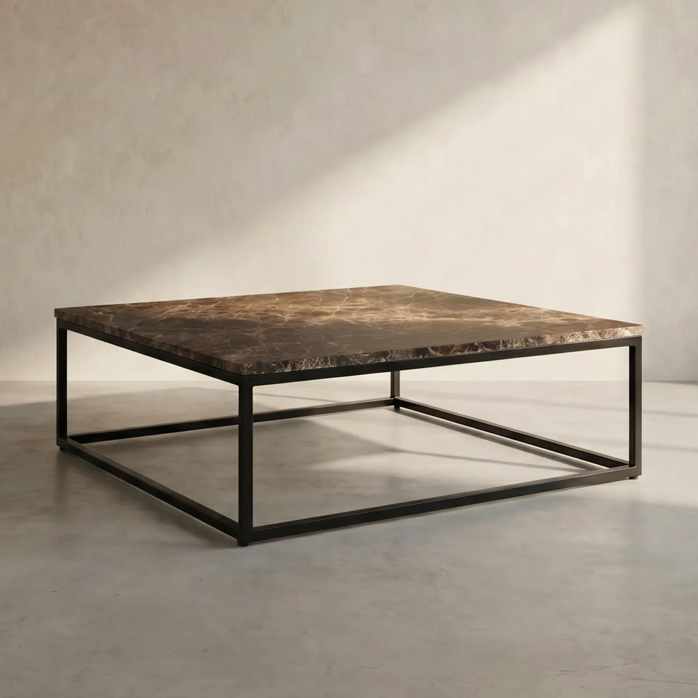 Eleonora Rico Vierkante Salontafel Van Bruin Marmer - 98 X 98cm.