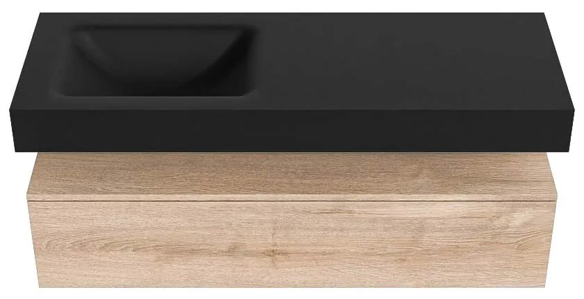 Zaro Alan badmeubel 130cm washed oak 1 lade met vrijhangende wastafel cloud links zonder kraangat urban