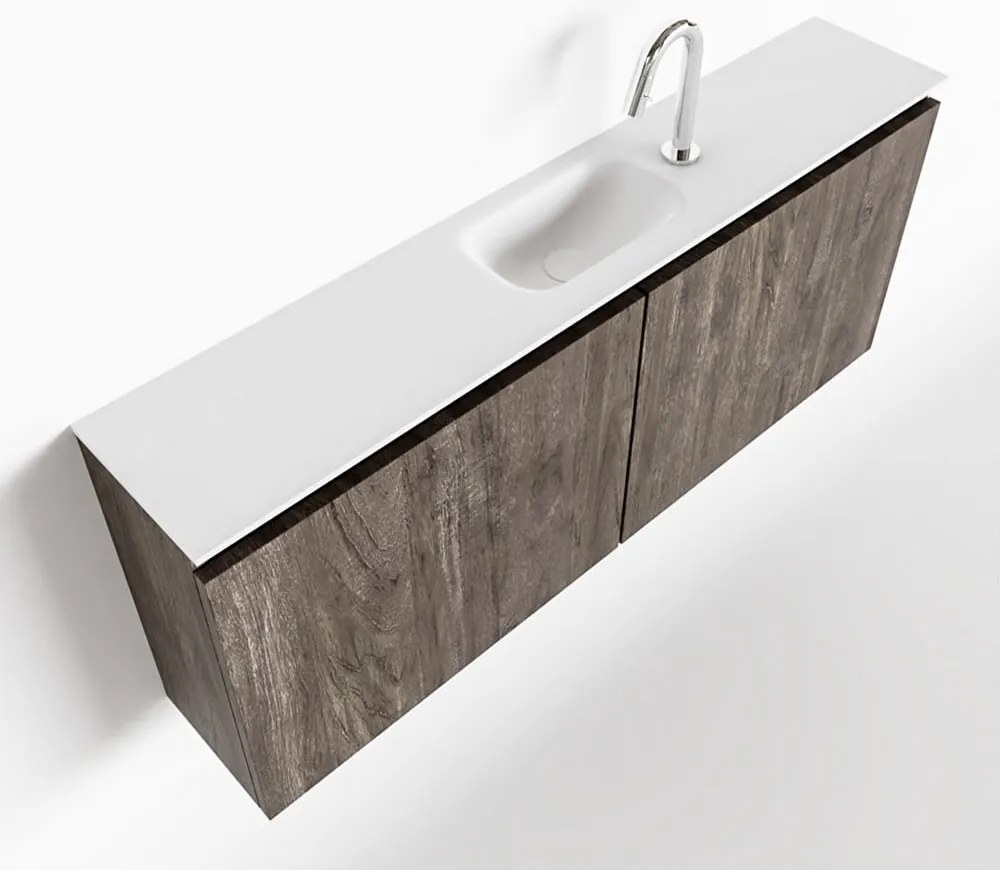 Mondiaz Ture 120cm toiletmeubel dark brown met wastafel talc midden 1 kraangat