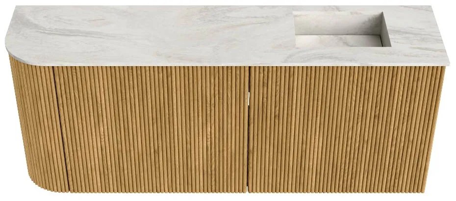 Mondiaz Joya DLux 100cm toiletmeubel ronding links oak met wastafel faye rechts 1 kraangat ostra