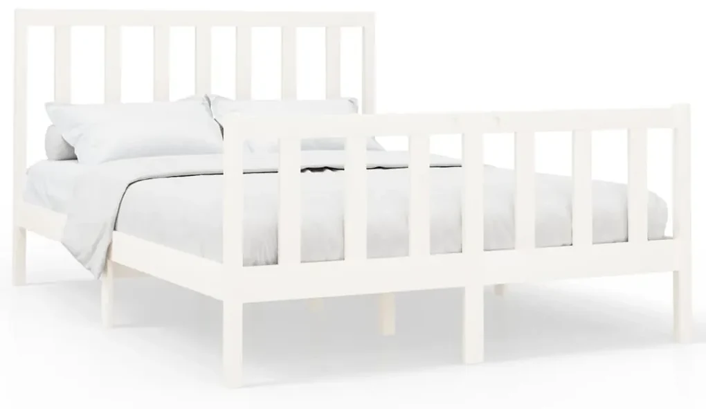 vidaXL Bedframe massief grenenhout wit 150x200 cm 5FT king size