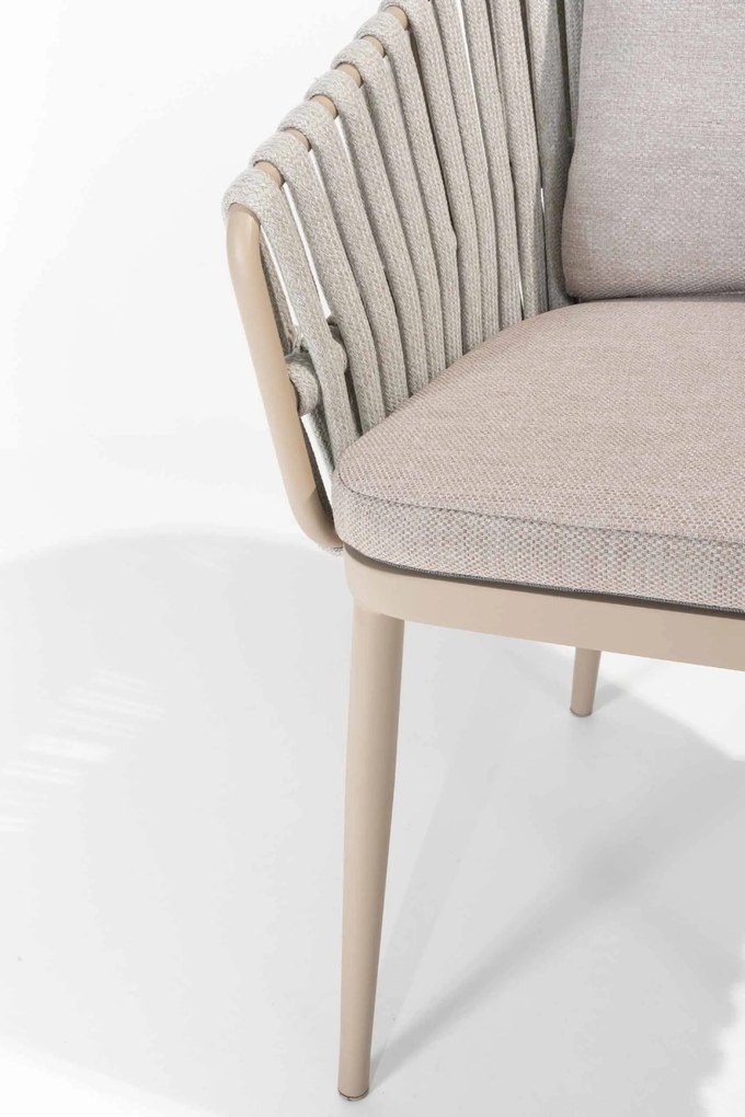 Taste by 4 Seasons Eva tuinset latte met Denia tafel latte met geprint keramisch blad 240 cm SALE Tuinset beige weerbestendig