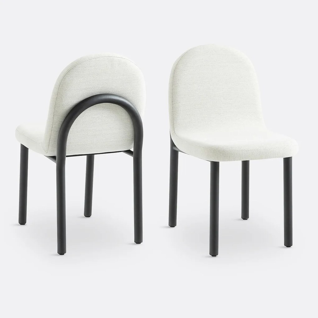 Set van 2 stoelen in stof en zwart metaal, Polly