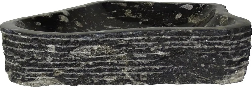Zwart marmeren waskom | Eeuwenoud Orthoceras Fossiel | 40 x 53 x 12 cm