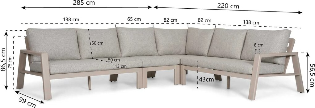 Hoek loungeset 6 personen Aluminium Zand/Beige  Lifestyle Garden Furniture Melone