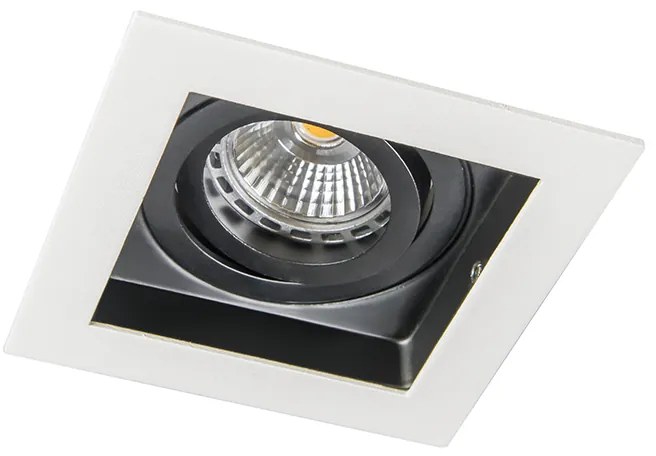 Set van 10 inbouwspots wit met zwart - Carree