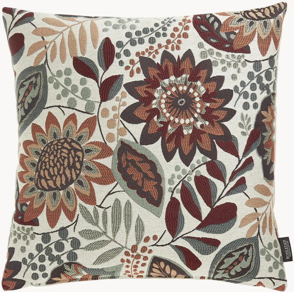 Handgemaakte kussenhoes Flora Plum