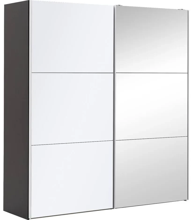 Goossens Kledingkast Easy Storage Sdk, 203 cm breed, 220 cm hoog, 1x 3 paneel glas schuifdeur li en 1x 3 paneel spiegel schuifdeur re
