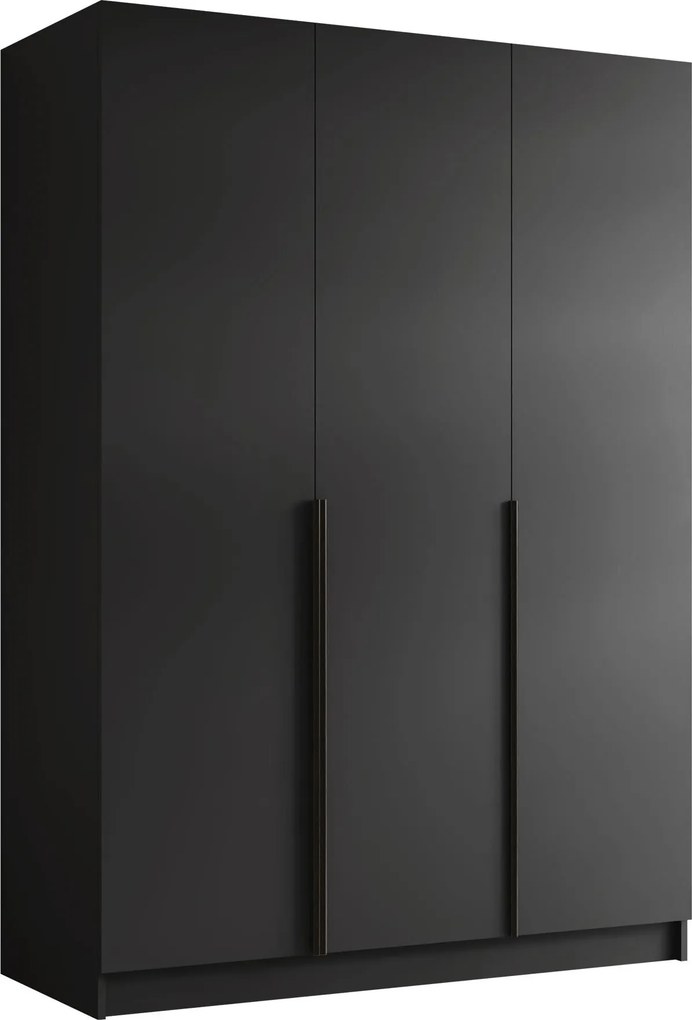 Kledingkast Closico Decoron I, Zwart, 215x150x58cm, 148.5 kg, Kledingkast deuren: Met scharnieren