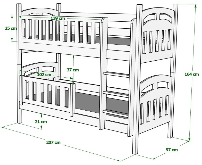 Kinderen Wit - Roze Stapelbed van massief hout - Niko For Kids Kinderen Junior 5059914048962 Children's Beds Home, 160x80, Grote enkele, 11 cm schuim/
