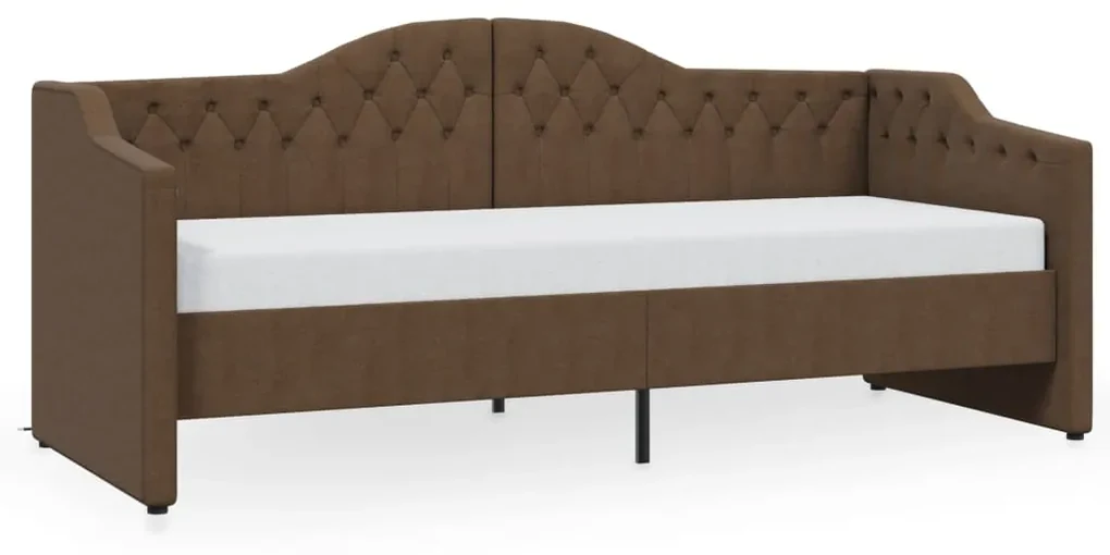 vidaXL Slaapbank met matras en USB stof donkerbruin 90x200 cm