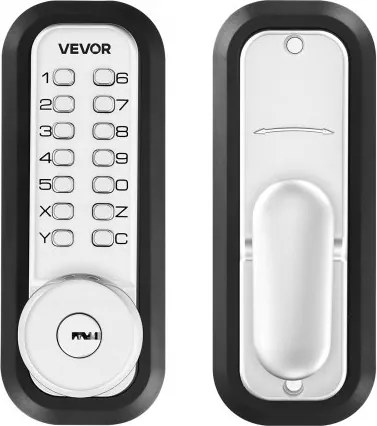 VEVOR Mechanisch Codeslot met Enkelzijdig Toetsenbord (4- tot 7-cijferige code), Sleutelloos Deurslot met Sleutels &amp; Knop &amp; Automatische Vergrendeling, voor Voordeuren en Garages, Zilver