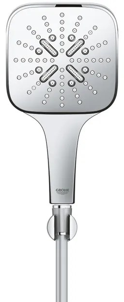 GROHE Rainshower SmartActive 130 Cube Handdoucheset - 3 straalsoorten - vierkant - met houder - gladde slang - 150cm - chroom 26589000