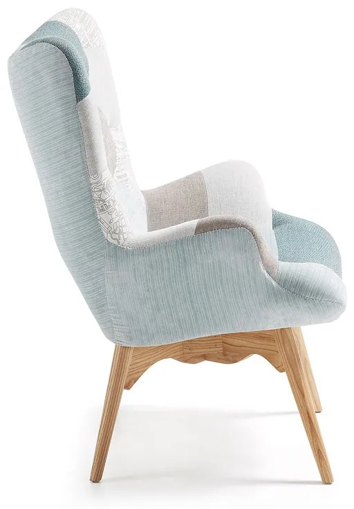 Kave Home Kody Patchwork Blauwe Fauteuil