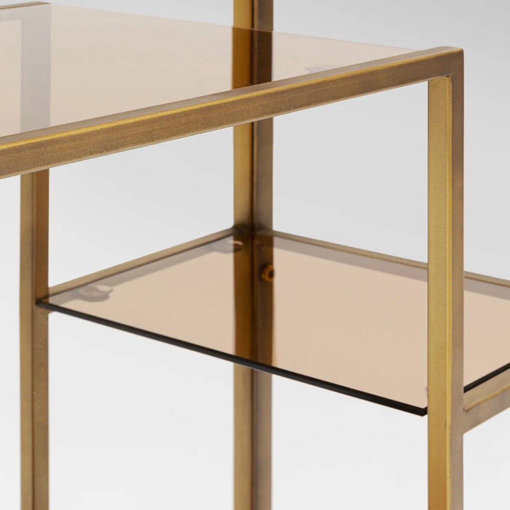 Smal Hoog Wandrek Staal Met Glas Goud - 60x30x195cm.