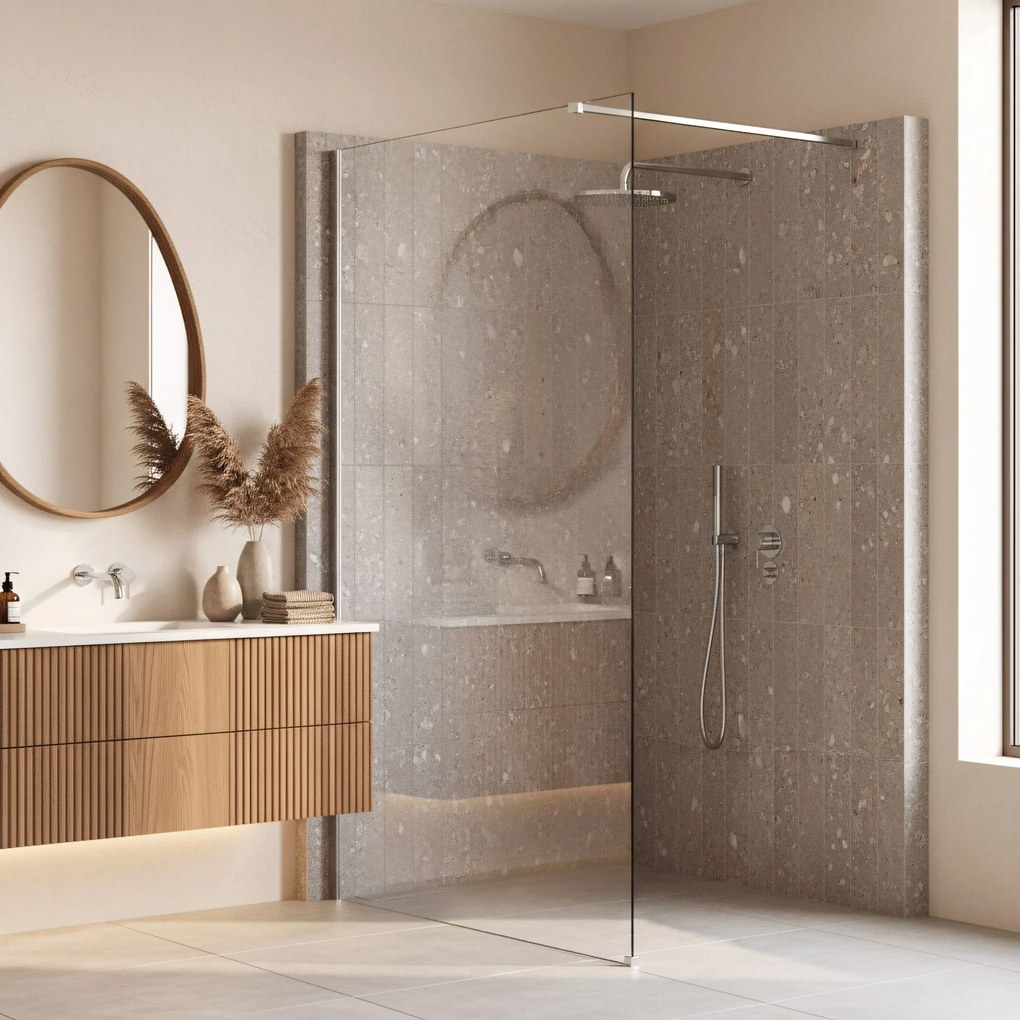 Walk-in douchewand Rea Flexi Transparent / Chrome 90