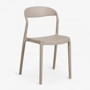 Set Van 4 Stapelbare Tuinstoelen Van Polypropyleen Brenza Moka Bruin - Sklum