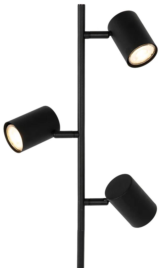Moderne vloerlamp zwart met hout 3-lichts - Jeana Modern, Industriele / Industrie / Industrial GU10 Binnenverlichting Lamp