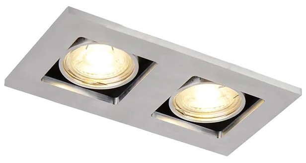 Inbouwspot aluminium rechthoekig 2-lichts - Qure Modern GU10 Binnenverlichting Lamp