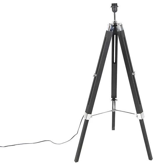 Vloerlamp Tripod zwart met kap 45cm linnen wit