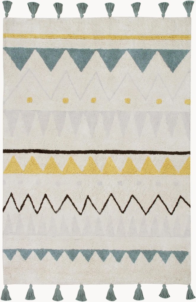 Wasbaar kindervloerkleed Azteca met patroon en kwastjes