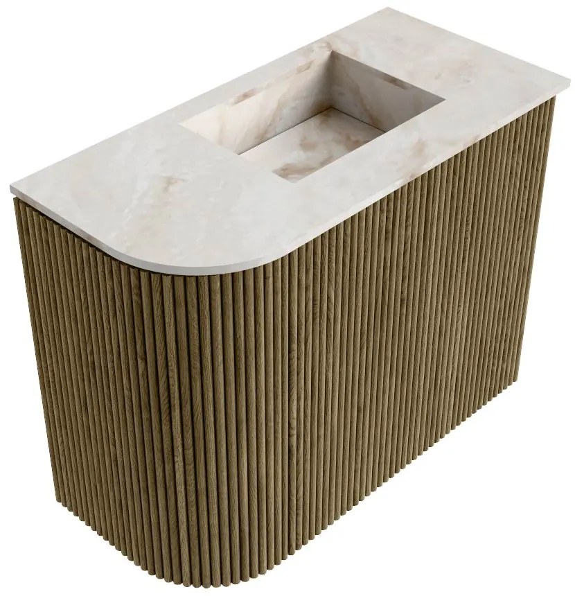 Mondiaz Joya DLux 50cm toiletmeubel ronding links dusk met wastafel faye rechts 1 kraangat frappe