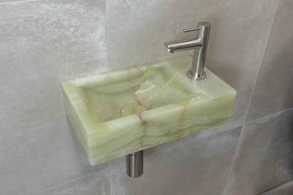 Saniclear Green Onyx fonteinset met rechte kraan in RVS