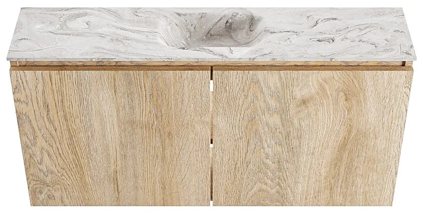 Mondiaz Ture DLux toiletmeubel 100cm washed oak met wastafel glace midden zonder kraangat