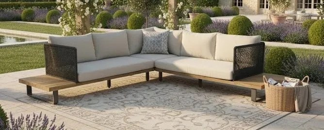 The Outsider Hoek Loungeset - Tenerife - Acacia - Aluminium - Zandkleur- The Outsider