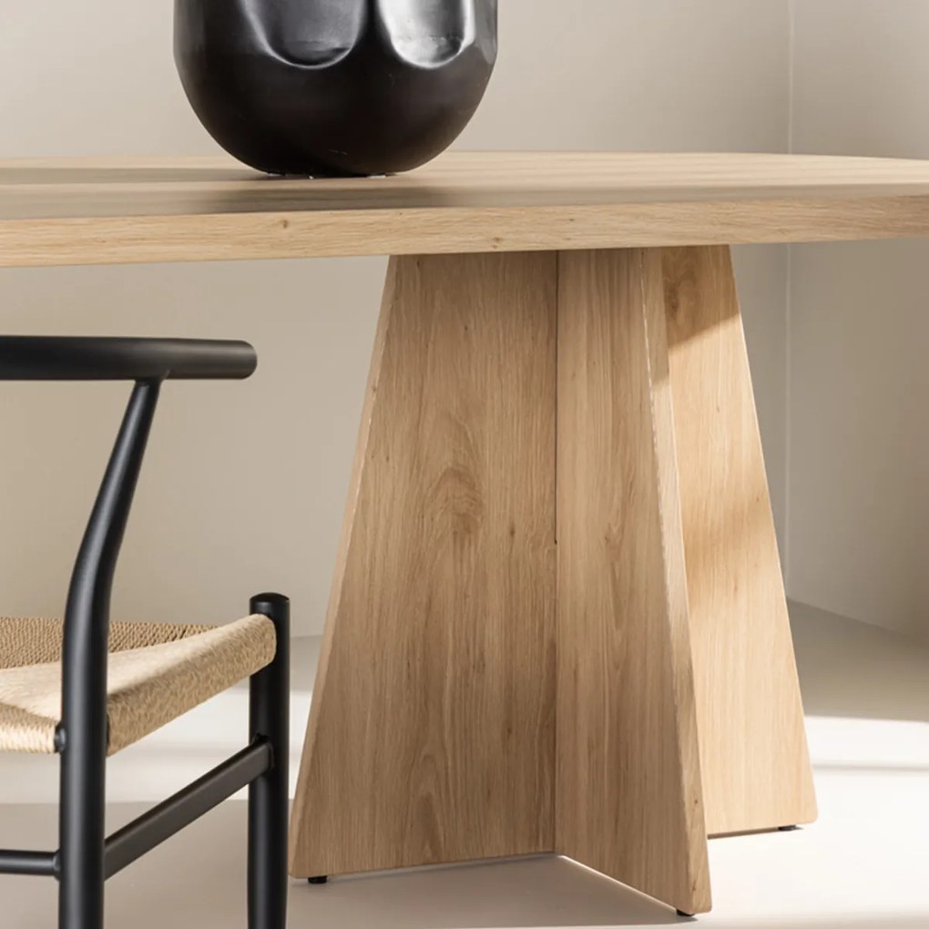 Ovale Eettafel Met Kruisvoet Naturel - 230 X 115cm.