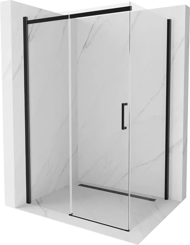 Mexen Omega schuifbare douchecabine 150 x 90 cm, transparant, zwart - 825-150-090-70-00