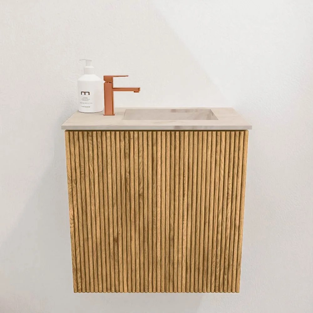 Mondiaz Joya DLux 40cm toiletmeubel oak met wastafel faye rechts 1 kraangat frappe