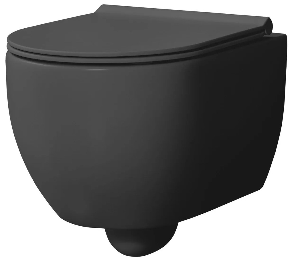 Xenz Gio randloos toilet 52cm met vortexspoeling en zitting zwart mat