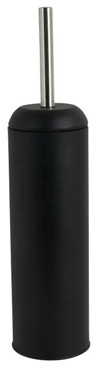 Toiletborstel en houder metaal - zwart - 41 cm