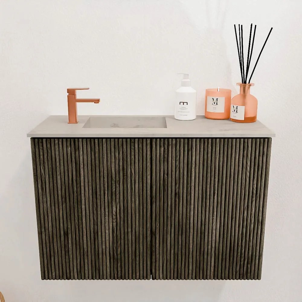 Mondiaz Joya DLux 60cm toiletmeubel shadow met wastafel faye links 1 kraangat opalo