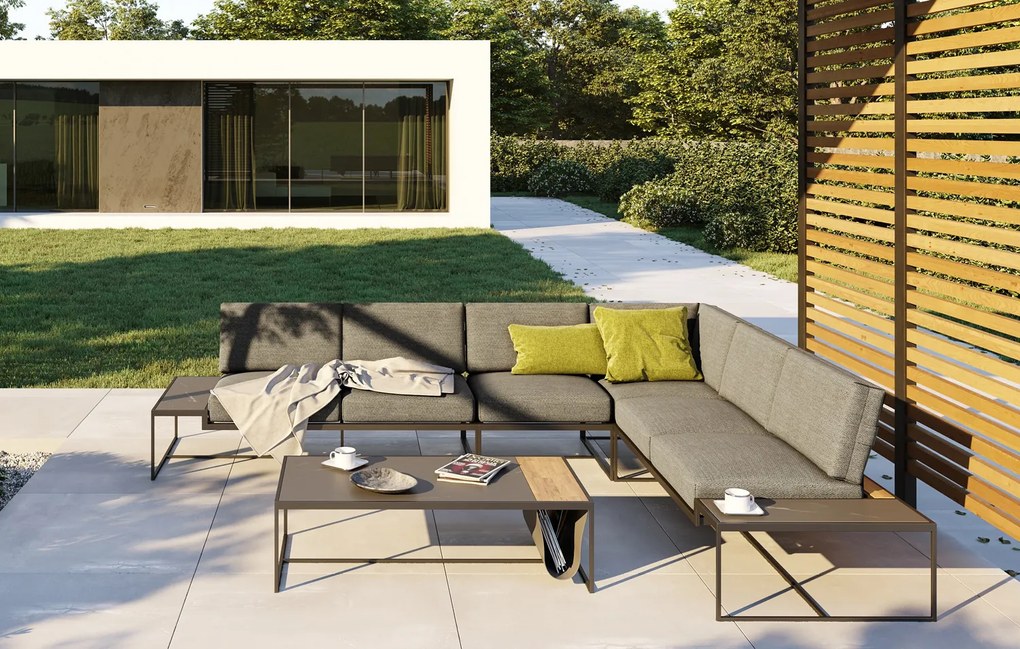 4 Seasons Outdoor Patio loungeset XL met Atlas tafel  Tuinbank    antraciet weerbestendig