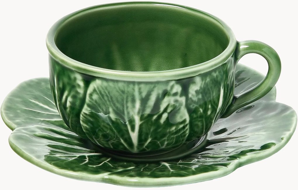 Handbeschilderde kopjes Cabbage met schoteltjes, 4-delig