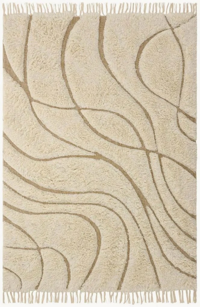 Handgemaakte wollen vloerkleed Kota met hoog-laag structuur