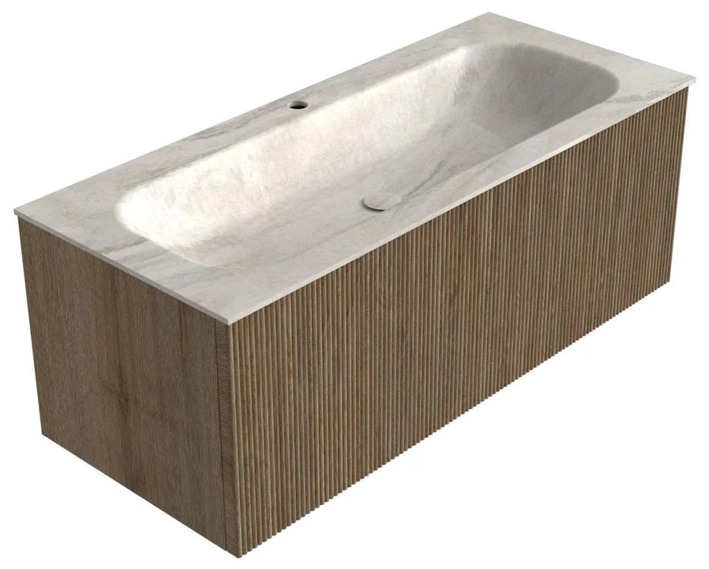 Mondiaz Kurve-dlux 110cm badmeubel dusk met 1 lade en wastafel big medium midden 1 kraangat ostra