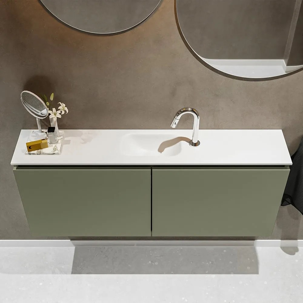 Mondiaz Ture 120cm toiletmeubel army met wastafel talc midden 1 kraangat