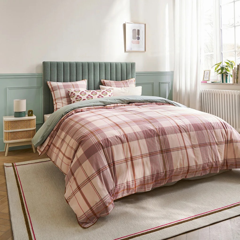 Dekbedovertrek in gewassen katoen, geweven-geverfde ruitjes, DOLLON